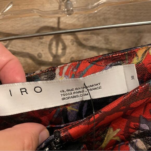 IRO Floral Belted Brocade Jacquard High-Rise Shorts Red/Multi Size 38 (6) Luxury - Picture 8 of 13